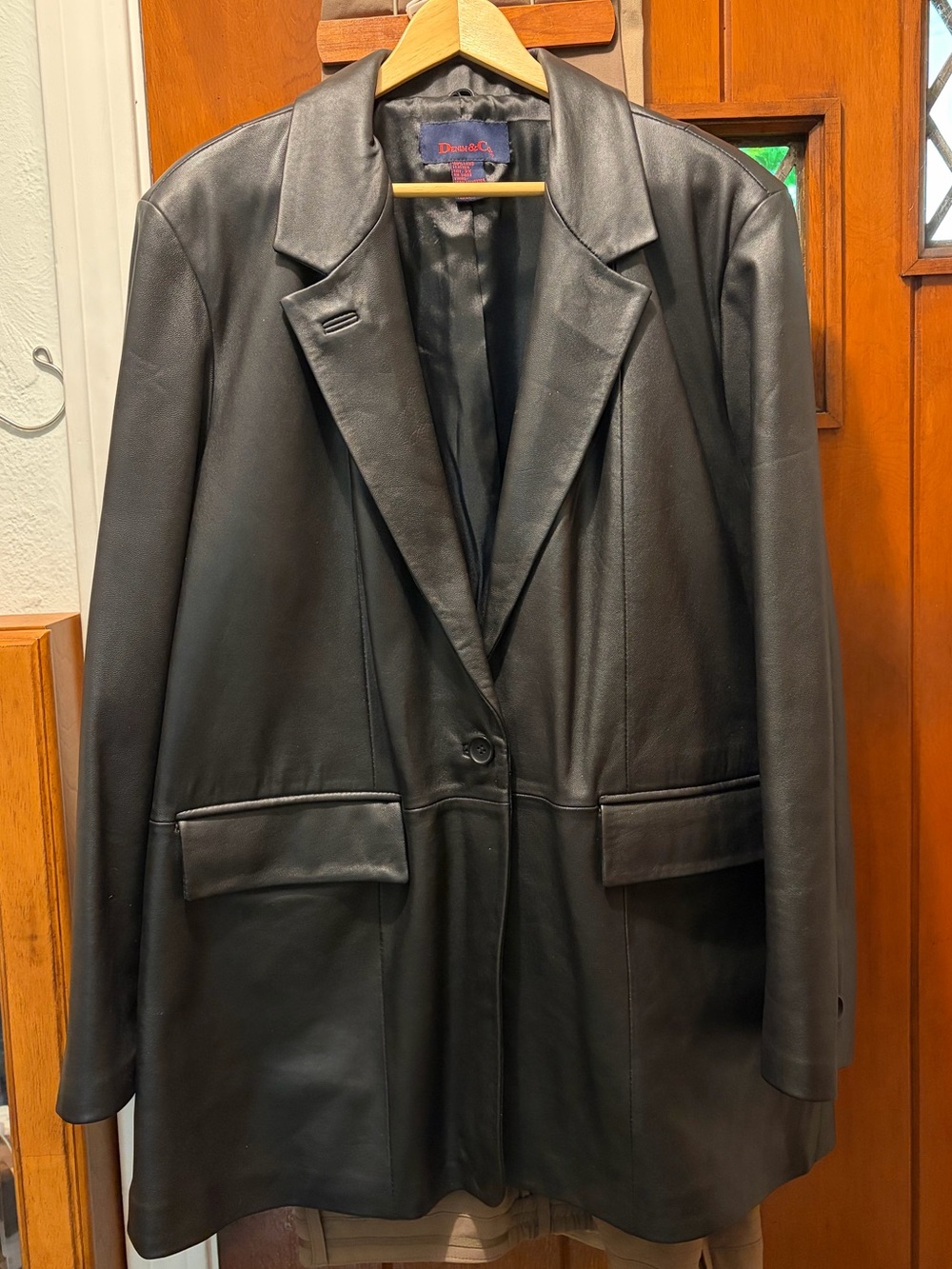Lamb Leather Blazer Jacket Denim & Co nwot